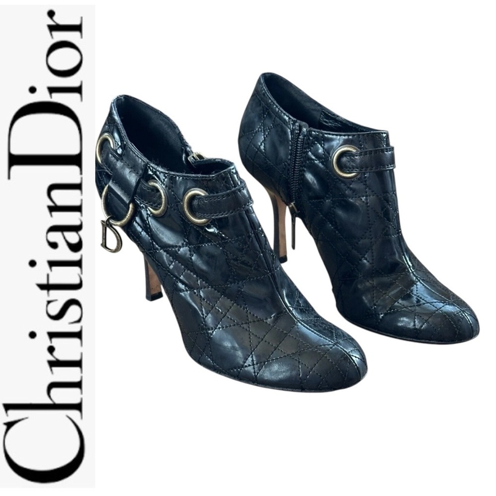 Dior Cannage Black Leather Ankle Booties 38 - Picture 2 of 15